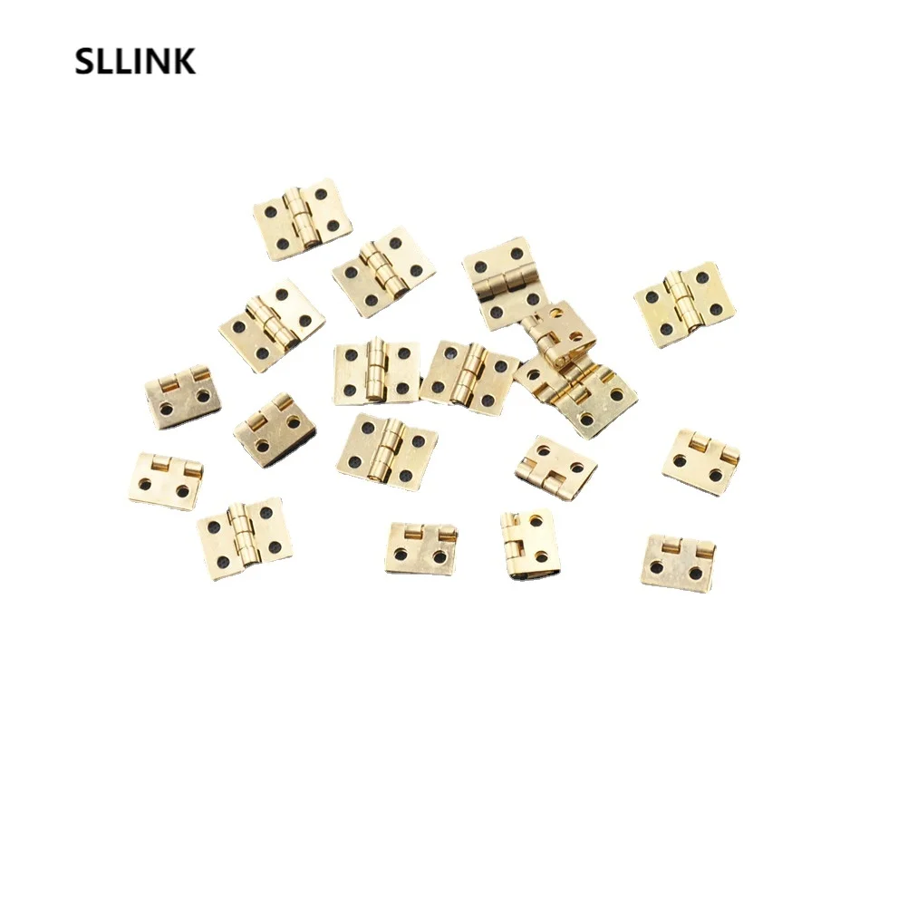 

20pcs/Lot Cabinet Door Hinges Brass Plated Mini Hinge Small Decorative Jewelry Wooden Box Furniture Accessories