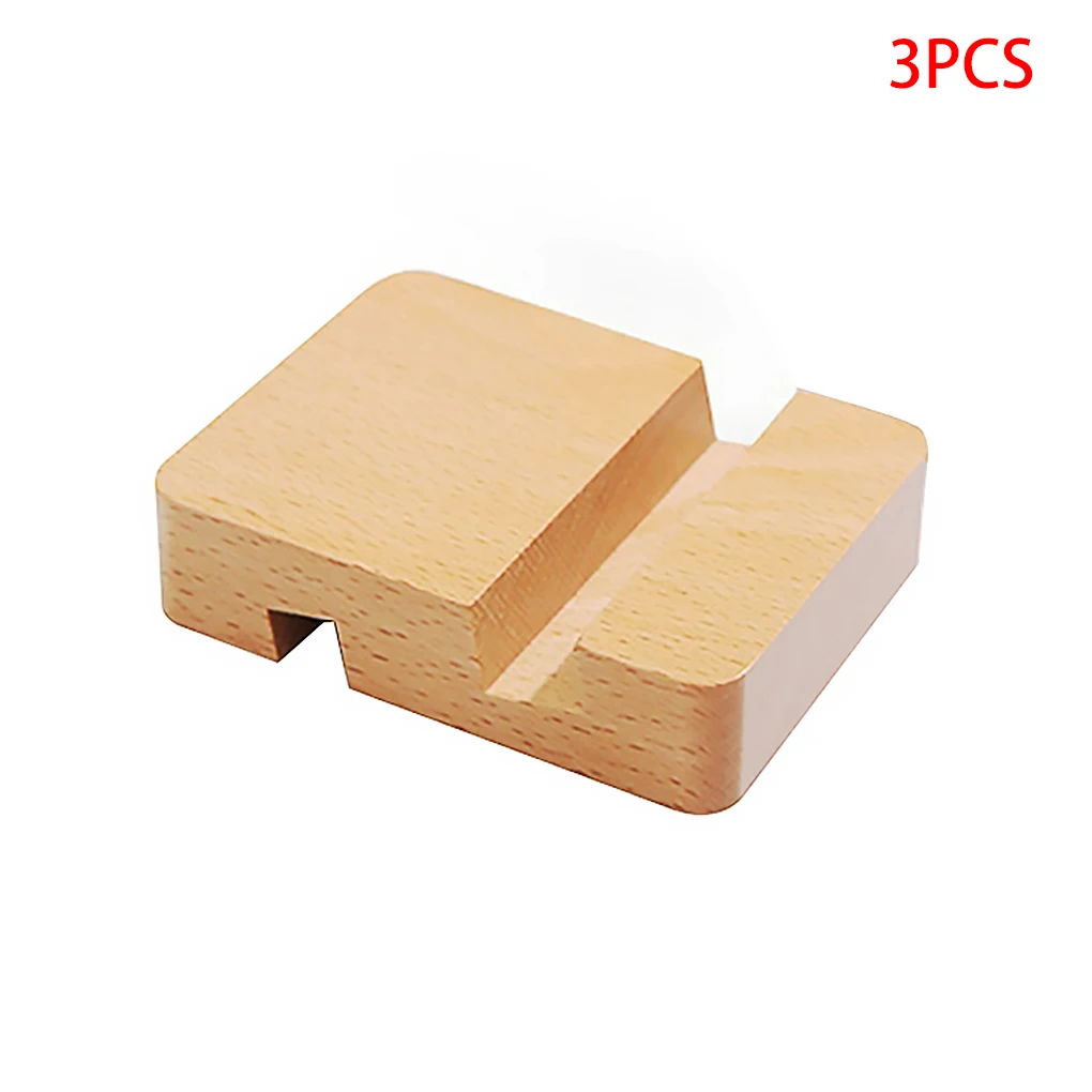 

3 PCS Wooden Mobile Phone Holder Creative Lazy Double Slot Flat Base Universal Mobile Phone Holder