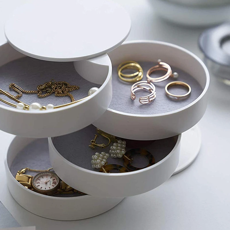 4 слойный вращающийся органайзер для макияжа креативная практичная шкатулка