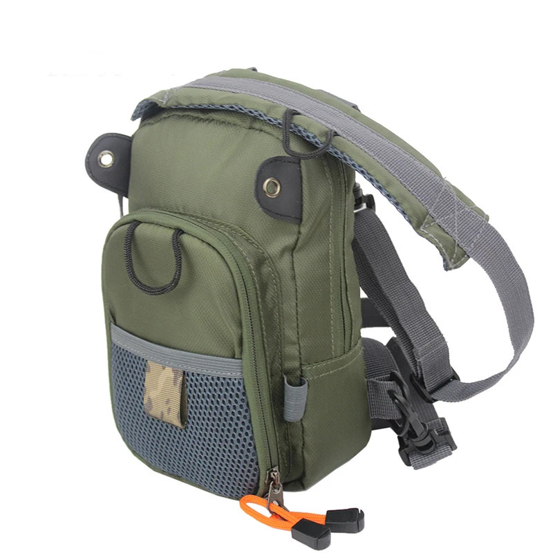 

Lightweight Fly Fishing Chest Waist Pack Bag Comfortable Adjustable Compact Bag for Fishermen 2 Layers Army Green