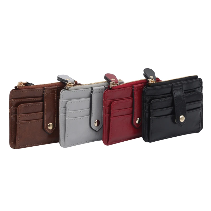 

Unisex Leather Credit Card Holder Simple Card Holder Small Wallet With Coin Storage Thin Front Pocket Wallets With 9 Card Slots