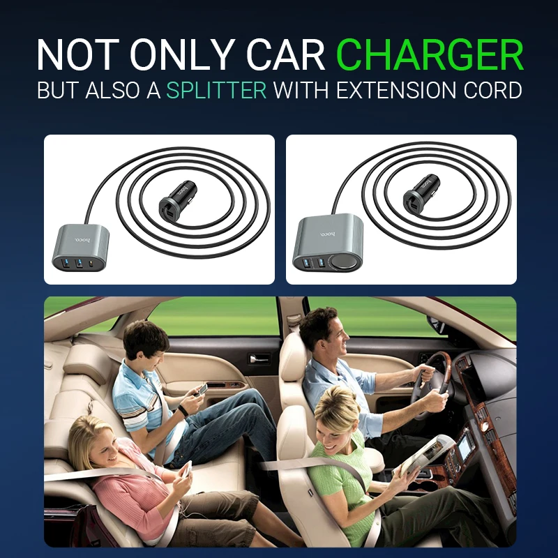 hoco автомобильное зарядное устройство 3 USB Type C PD QC3.0 AFC FCP быстрая зарядка