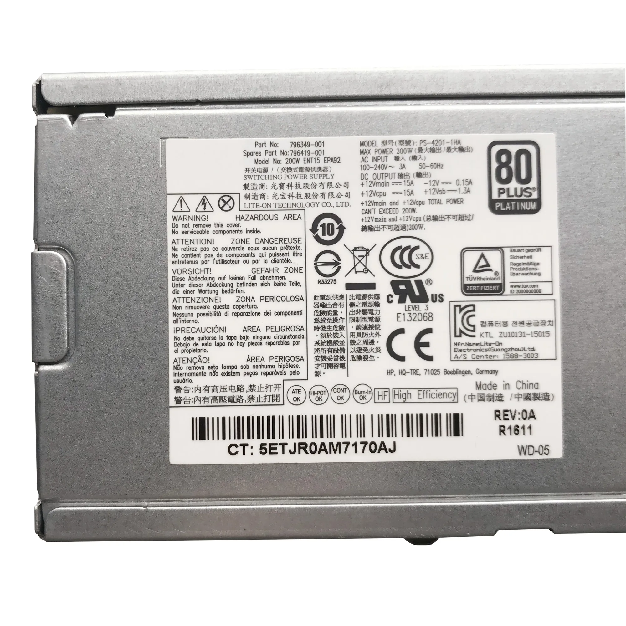 LSC для HP proboard EliteDesk 600 G2 705 800 SFF 200W источник питания DPS 200PB 196A 796349 001 796419 901912