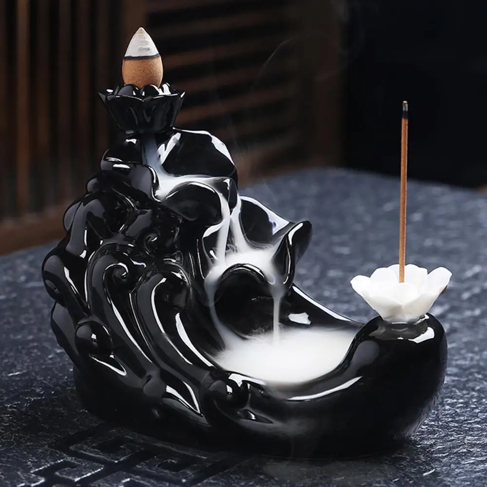

Ceramic Incense Burner Waterfall Backflow Smoke Censer Creative Incense Ornament Burner Home Decorative Crafts for Living Room