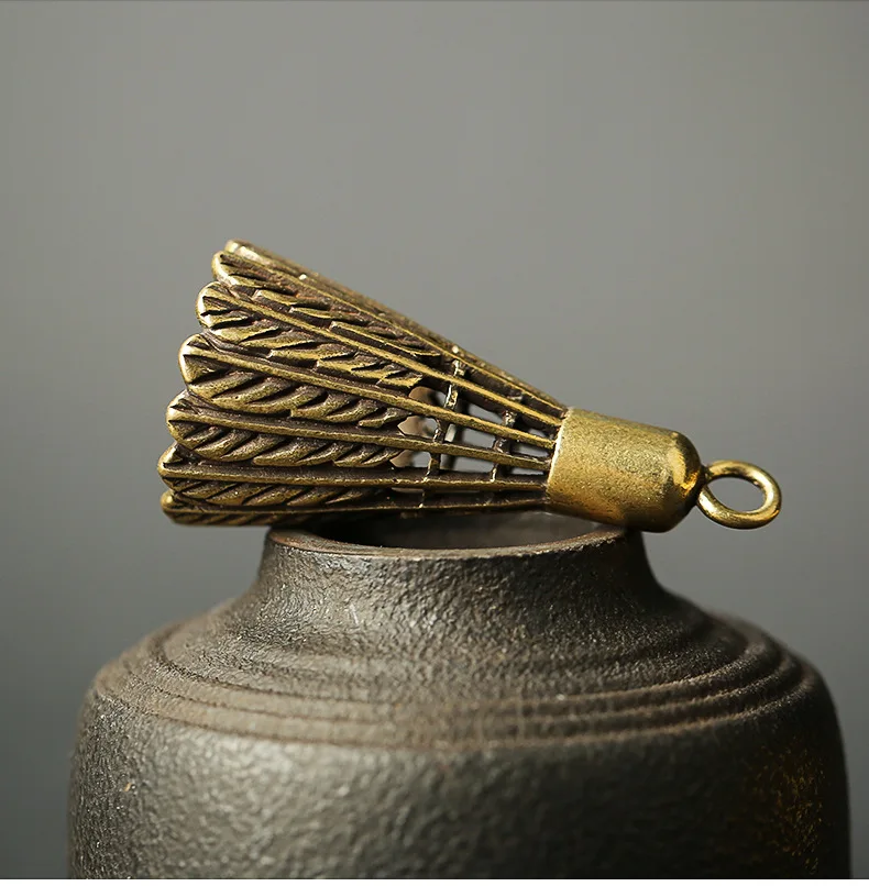 Латунный кулон в стиле ретро для бадминтона ручной работы миниатюрный подвесной