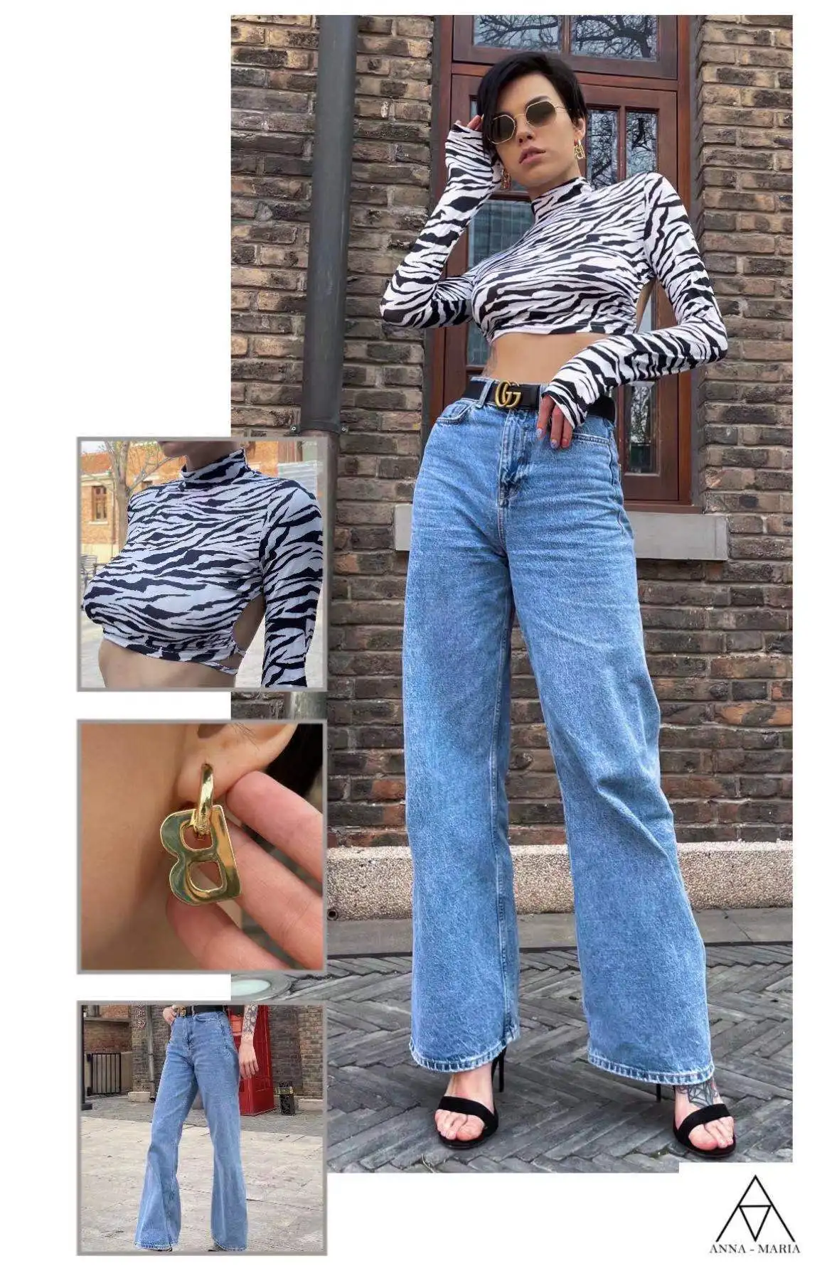 

Hot sales!!!!!! Crop top with print "zebra", top long-sleeve top with open back