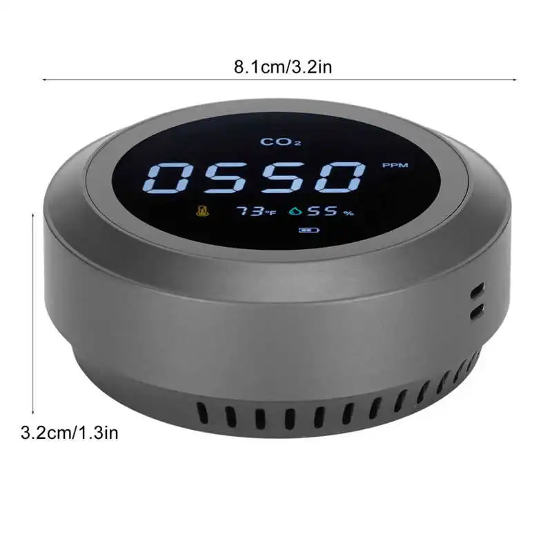 

Air Cleaner Air Quality Monitor Portable Intelligent WiFi CO2 Detector Temperature Humidity Tester Black