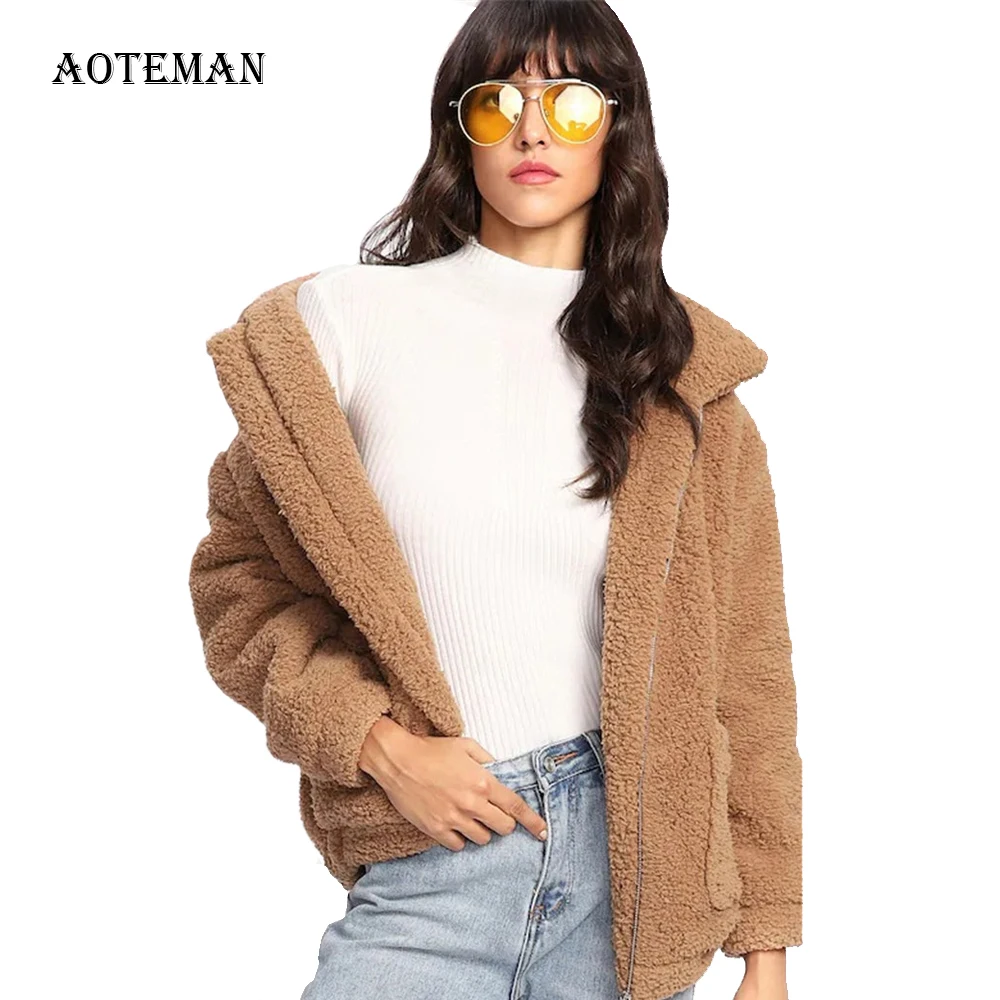 

Шуба женская из искусственного меха, на молнии, теплая, Осень-зима, 2020