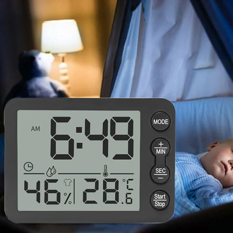 Цифровой будильник таймер Термогигрометр для помещения с ЖК дисплеем бытовые