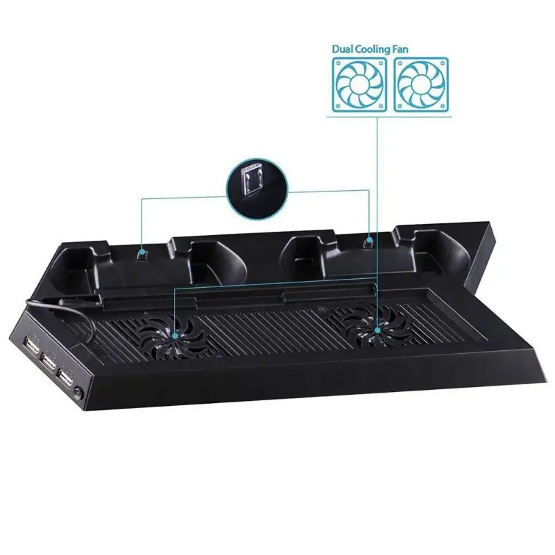 Многофункциональное зарядное устройство для двух контроллеров PS4 с охлаждающим