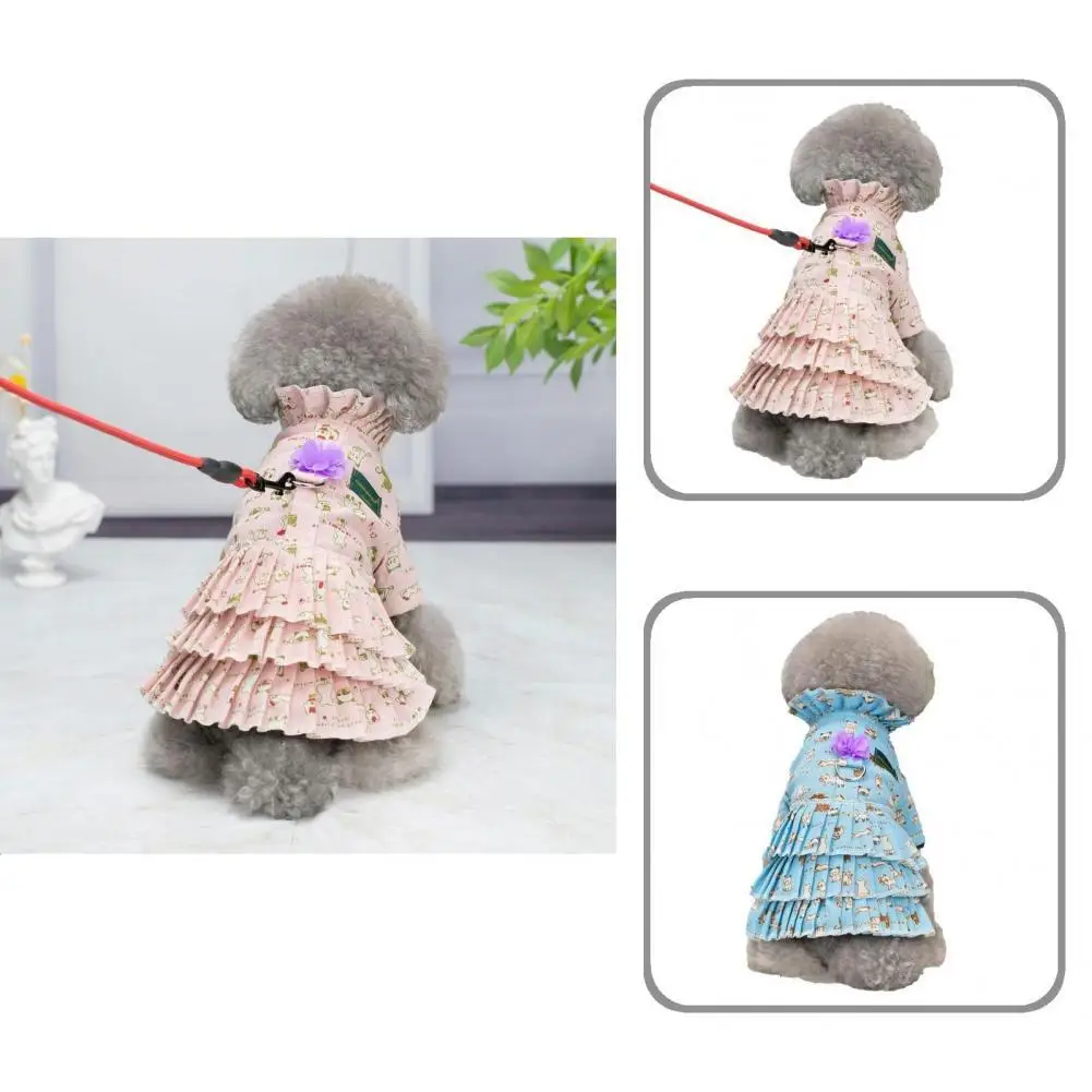 

Одежда для домашних животных, красивое повседневное платье для щенка, котенка, одежда, Цветочный декор, Привлекательное платье для домашних...