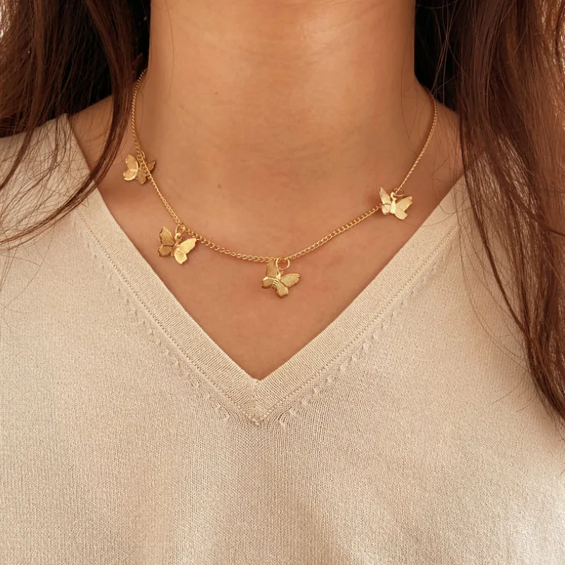 

Creative Golden Butterfly Clavicle Chain Necklace for Women Jewelry 2021
