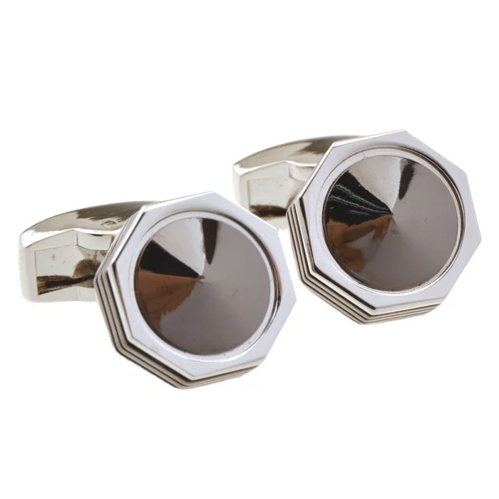 

New Arrivals Fashion Letter Cufflinks Men's Shirt Glossy Square Simple White and Black Octagonal Trendy Shirt French Style