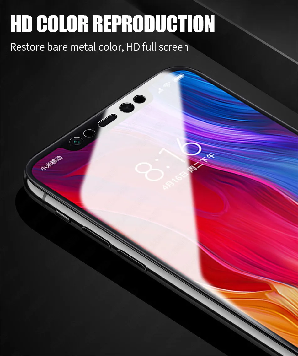 Закаленное стекло с полным покрытием 6D для Xiaomi Mix3 F1 9 8 CC9 SE защитное на весь экран