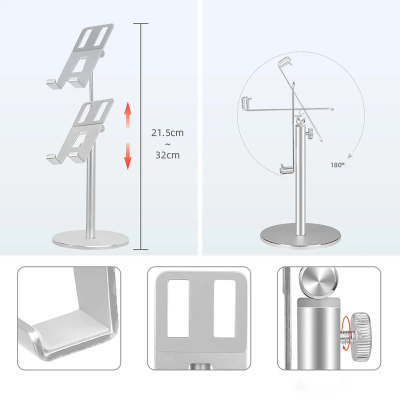 Aluminum Alloy Tablet Phone Holder Adjustable Tablet Desktop stand For iPhone X Mobile Phone Mount For iPad Air Pro 10.5 Stand