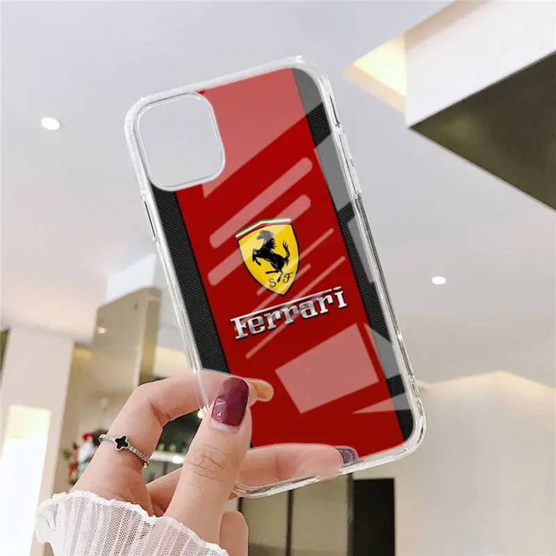 

Phone Case Transparent Case For Iphone 6 6s 7 8 Plus XR X XS XSmax 11 12 Pro Mini Max Super Run Car F-Ferrari