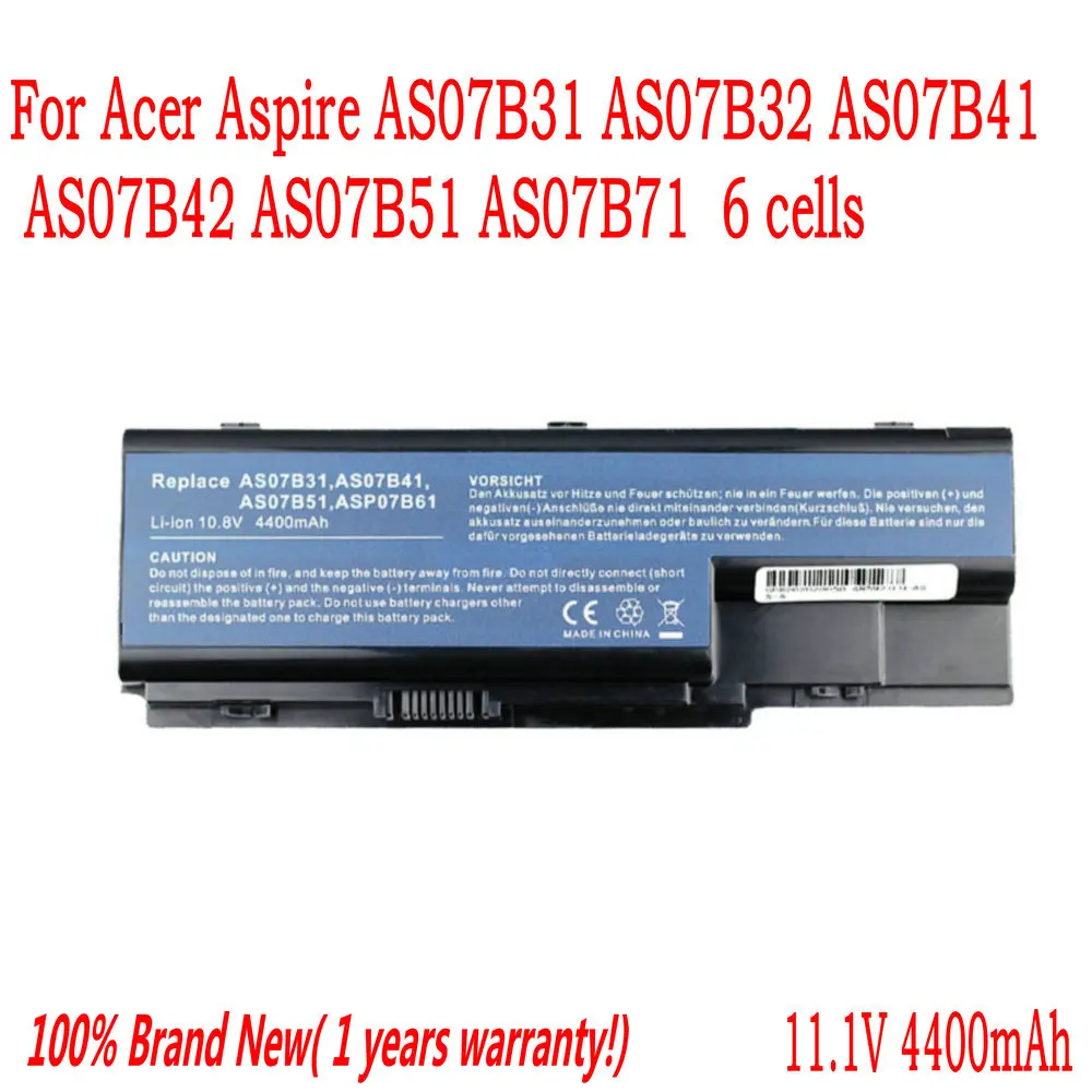 Аккумулятор для ноутбука Acer Aspire AS07B31, AS07B32, AS07B41, AS07B42, AS07B51, AS07B71, 6 ячеек, 11,1 В Аккумулятор для ноутбука Acer Aspire AS07B31, AS07B32, AS07B41, AS07B42, AS07B51, AS07B71, 6 ячеек, 11,1 В
