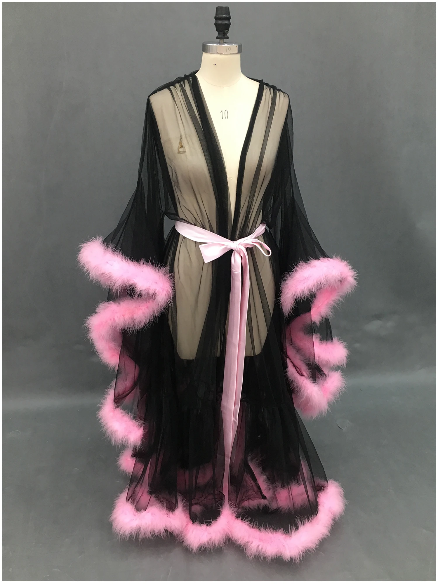 Black and Pink Свадебное платье для невесты с розовыми перьями, свадебное платье из тюля, длинное платье для дня рождения, сексуальное платье с перьями - Цвет: Black and Pink