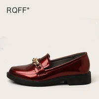 oxfords women pumps plus size 40 41 handmade shoes patent leather platform round toe low block heels office lady british style
