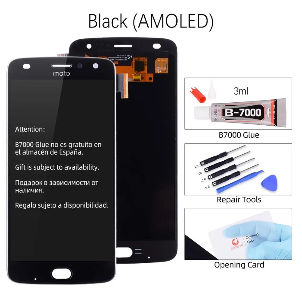 AMOLED Black AMOLED OLED Дисплей для Motorola MOTO Z2 Play в сборе с тачскрином 5.5'' черный белый - Цвет: AMOLED Black