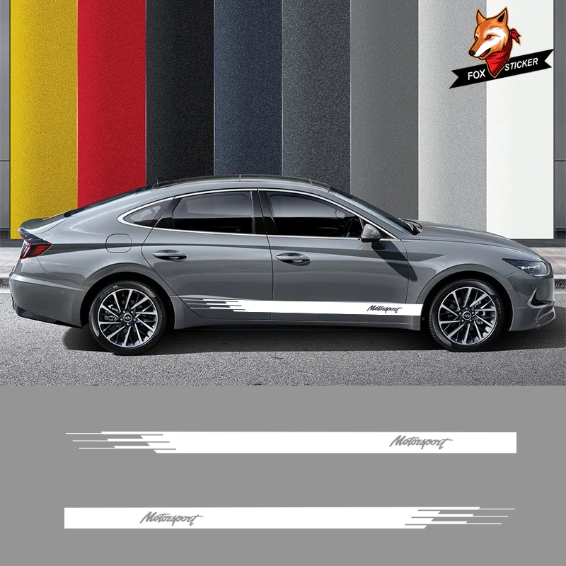 2 шт. виниловые боковые полосы юбка графика Авто Наклейка s Глянцевая