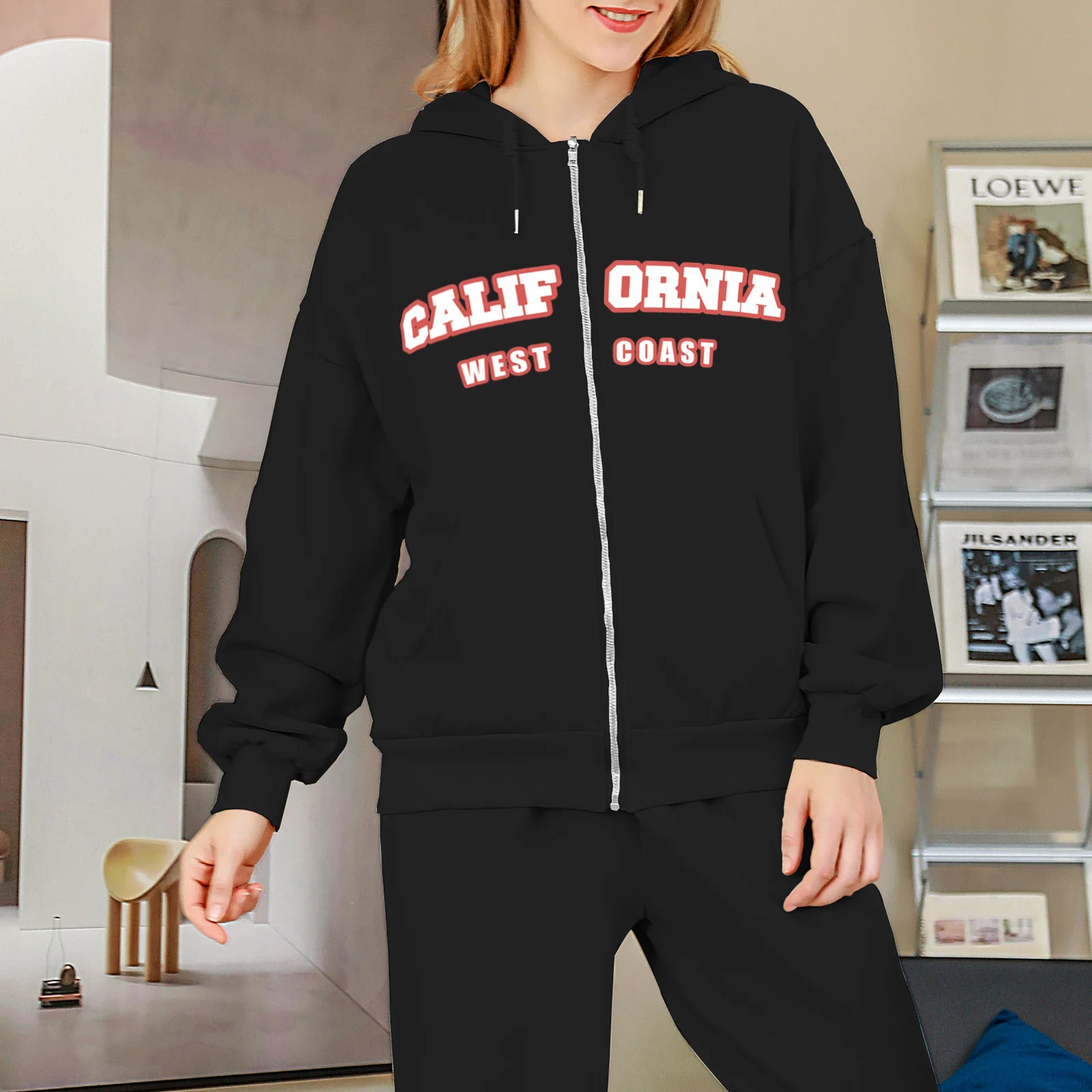 Женская толстовка с капюшоном и длинным рукавом 7 цветов