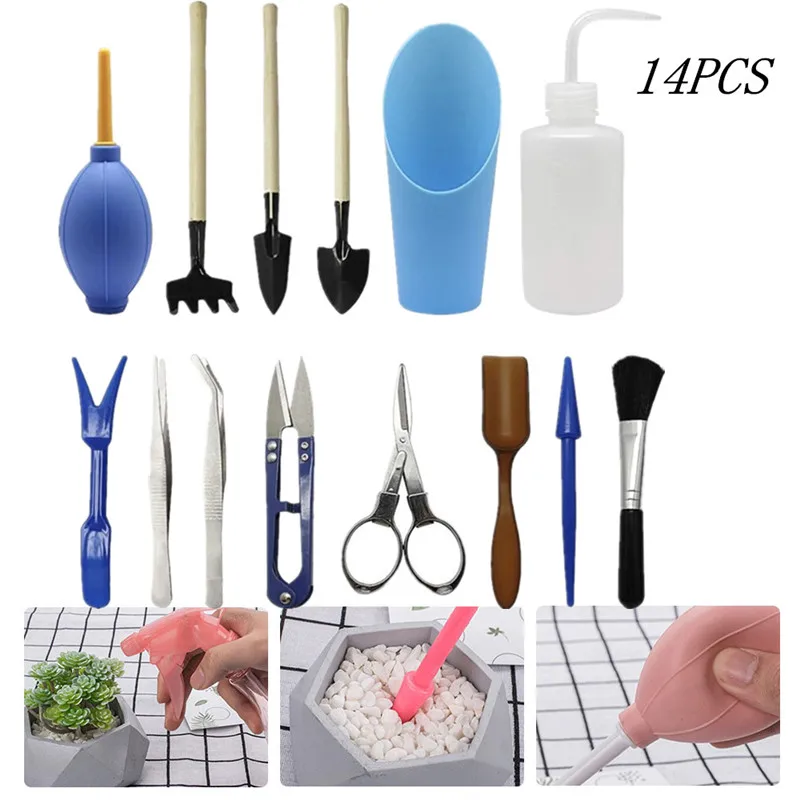 

14PCS/Set Portable Mini Outdoor Miniature Combination Succulent Garden Planting Hand Tools Set Garden Tools Equipment