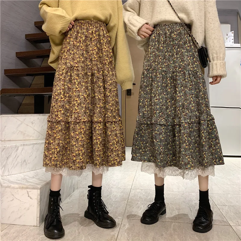 

Women Elegant Corduroy Skirt New Spring Autumn Casual Skirts Office Lady Black Blusa D0D003C
