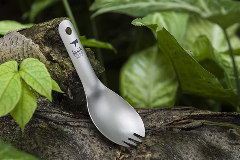 Набор столовых приборов Keith titanium Spork для кемпинга, для детей, для малышей, с короткой ручкой, Титановая Ложка, Для Путешествий, Походов, Ti5312, 13,6 г, с сумкой