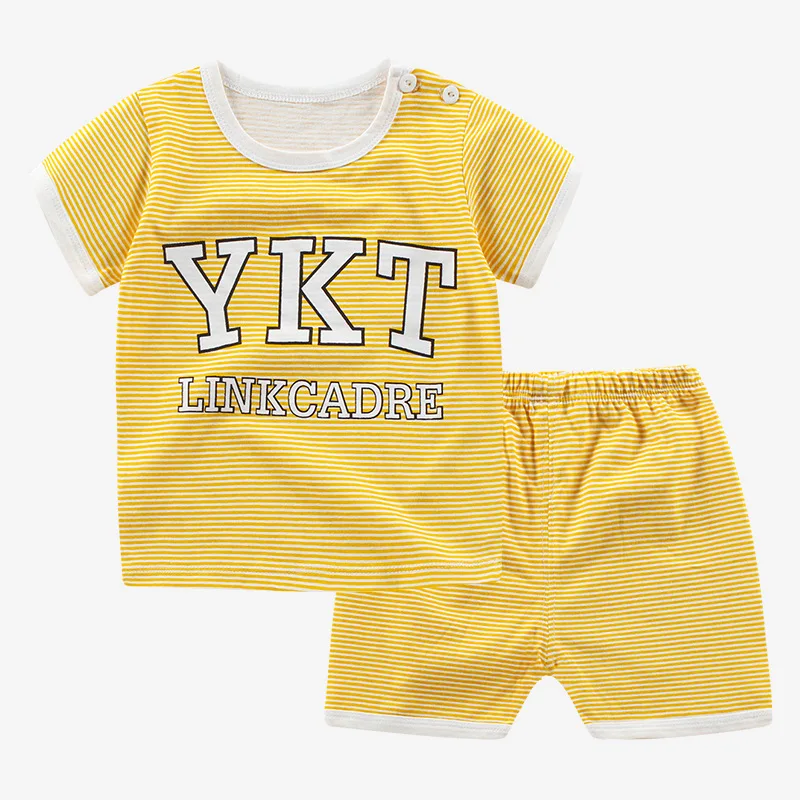 

ZWY865 Summer Kids Boys Clothes Suit Striped T shirt Short Pants Baby Sets Toddler Boy Outfits 3-14 Years