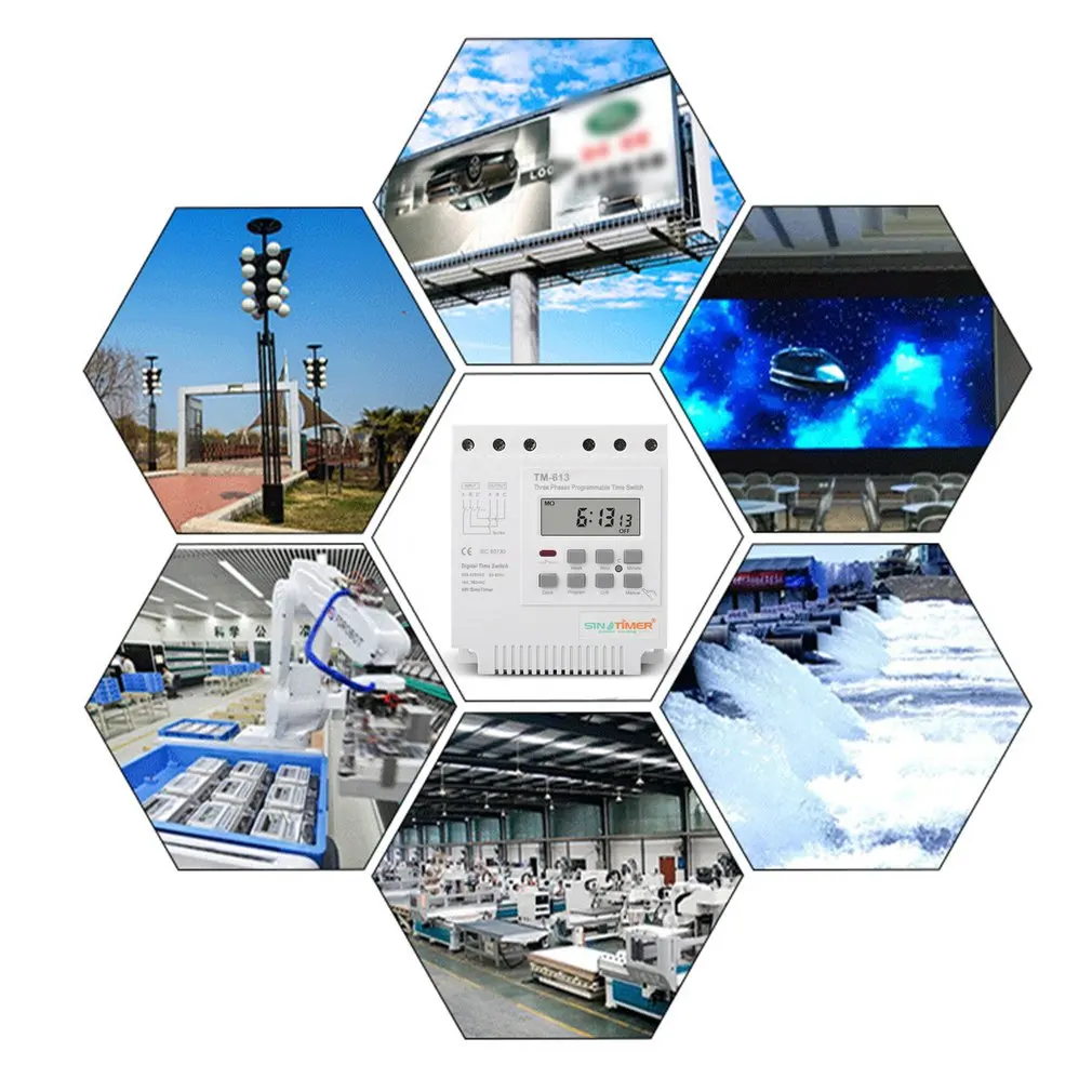 

SINOTIMER TM613 380v Three Phase Timer Programmable Switch With Backlight Digtal Time Switch For 7 Days-24 Hours with Backlight