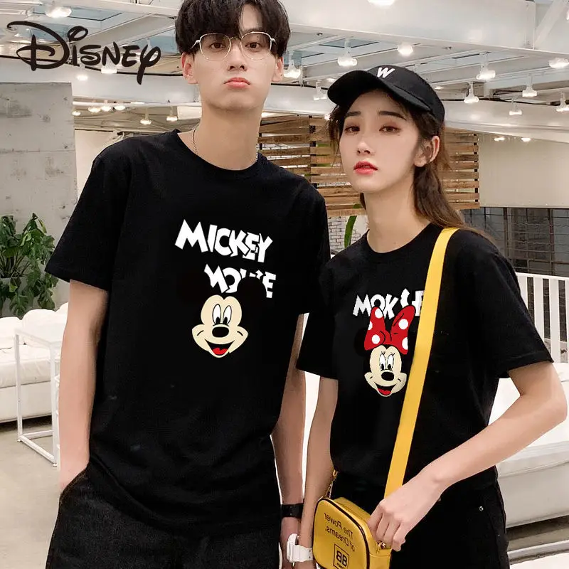 

Disney Summer New Lovers Outfit Men's Half Short Sleeve Trendy Loose All-Matching Top Mickey Series Cotton T-shirt