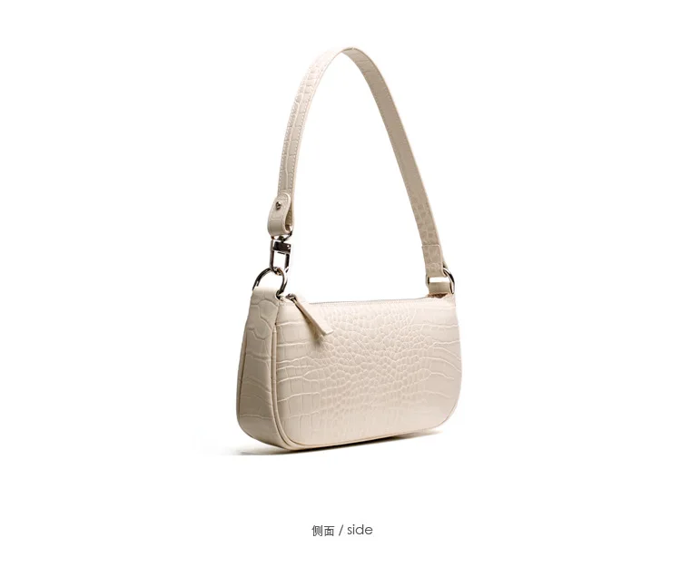 

2021 Fashion Luxury Underarm Bag Retro Cowhide Crocodile Pattern One-shoulder Baguette Bag Manufacturer Genuine Leather Handbag