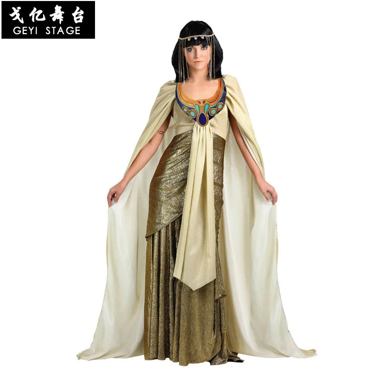 

HalloweenCarnival Party Halloween Egyptian Cleopatra Costume Women Adult Egypt Queen Cosplay Costumes Sexy Golden Fancy Dress
