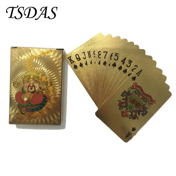 Коллекция Бог богатства игральные карты из 24 каратной золотой фольги с