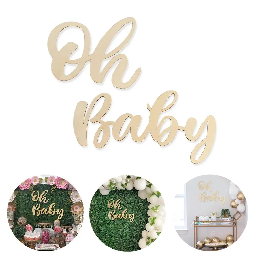 Fengrise с надписью Oh Baby деревянная Наклейка на стену Shower мальчик девочка Декор 1st