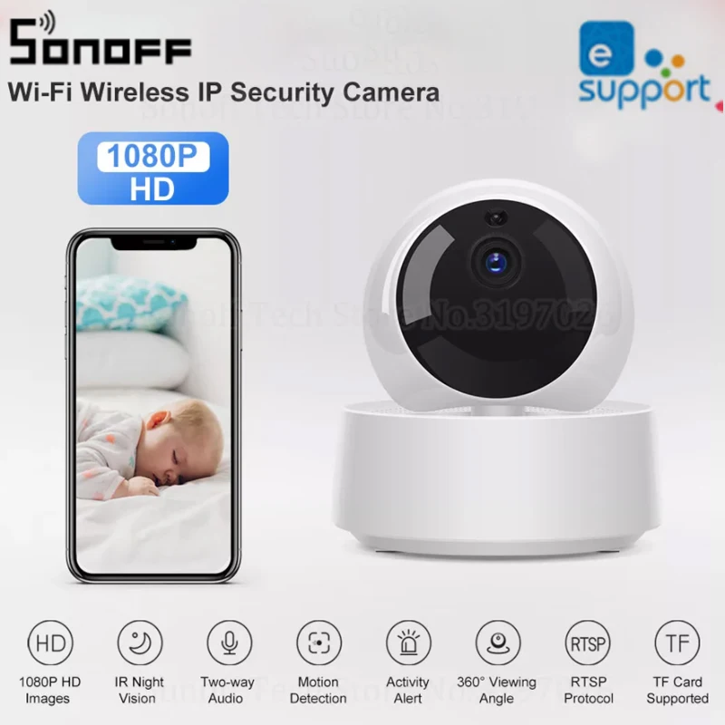 

Беспроводная IP-камера SONOFF GK-200MP2-B, 1080P HD, 360 ИК, ночное видение