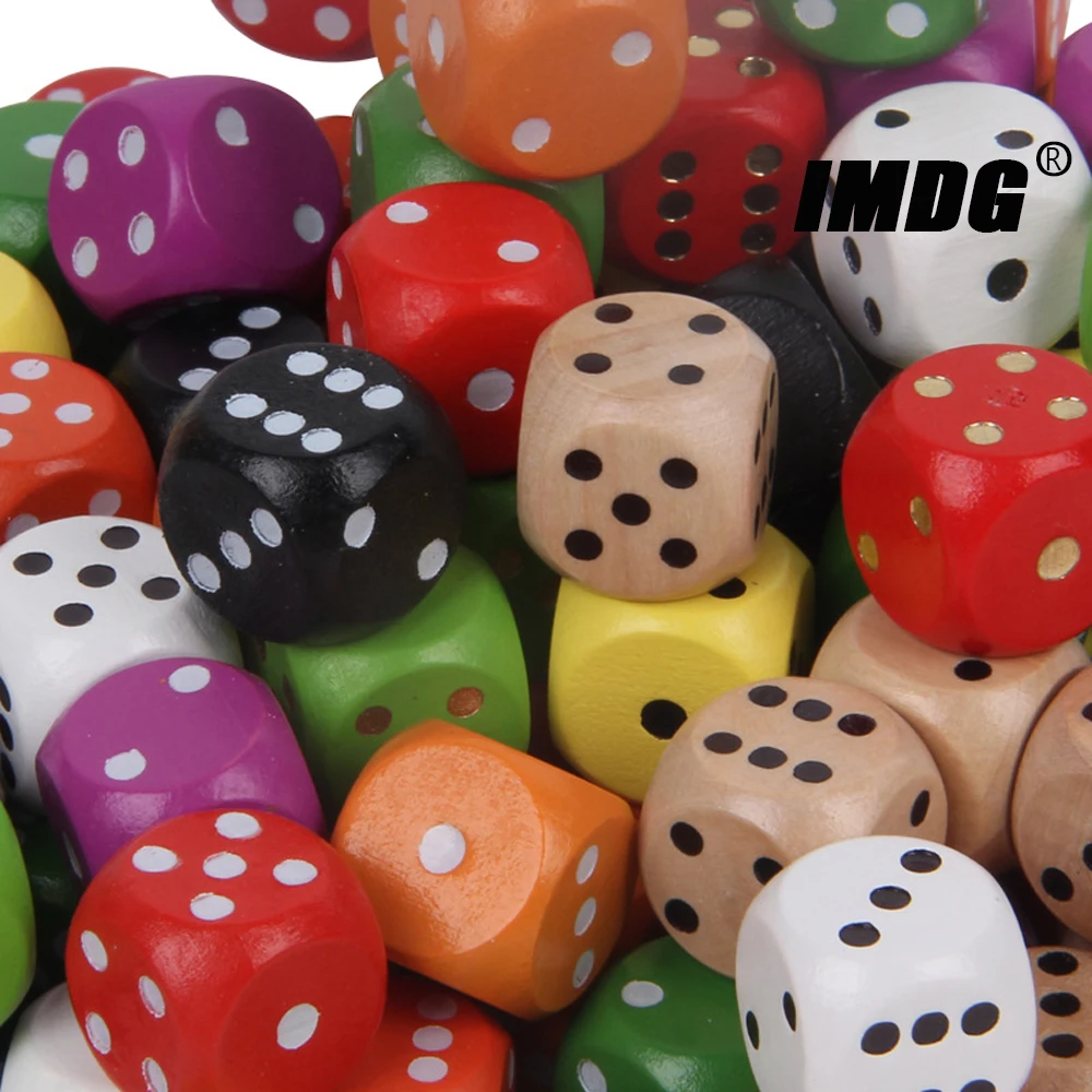 10 искусственных деревянных костей 16 мм красочная твердая деревянная точка