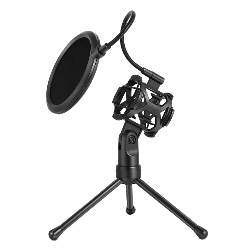 

Free postage Microphone Pop Filter Holder Stick Desktop Tripod Stand Anti-Spray Net Kit PS-2