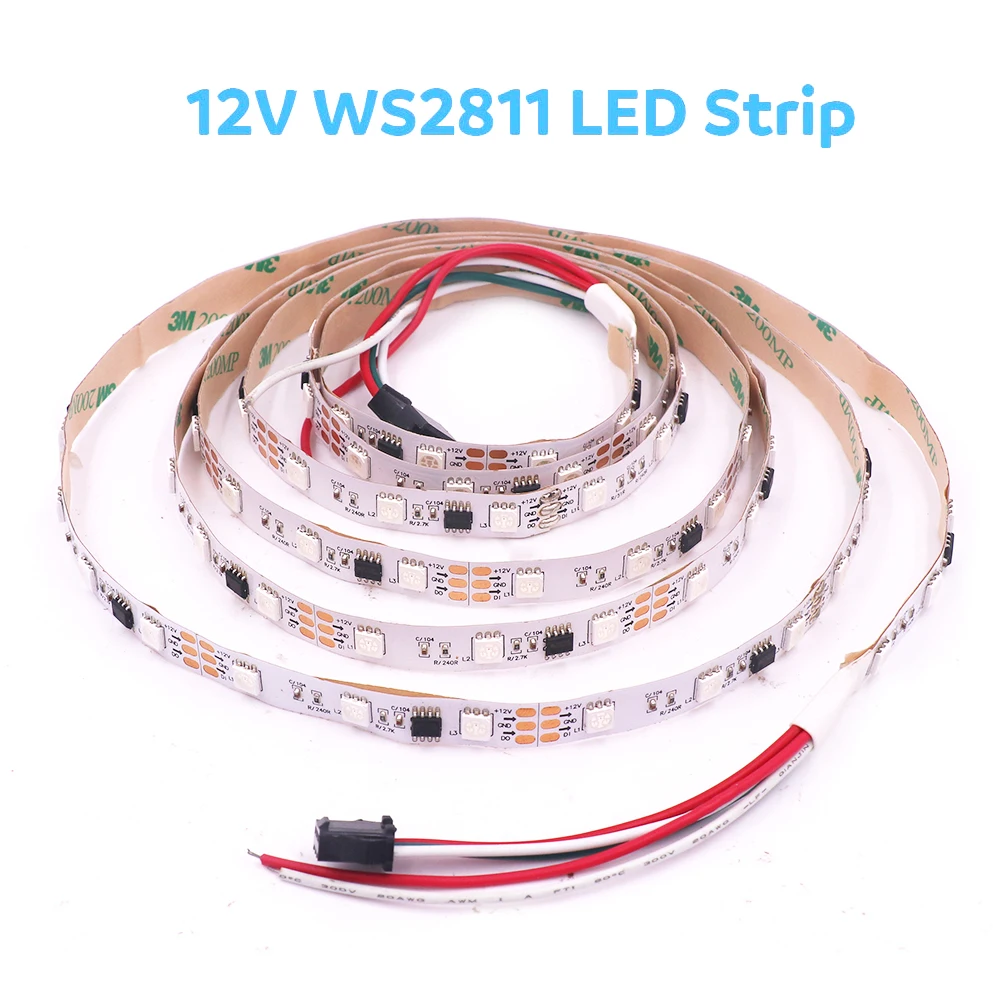 Фото Светодиодная лента WS2811 RGB SMD 5050 12 В постоянного тока 30/60 светодиодов/м Светодиодная лента WS2811 RGB SMD 5050 12 В постоянного тока 30/60 светодиодов/м