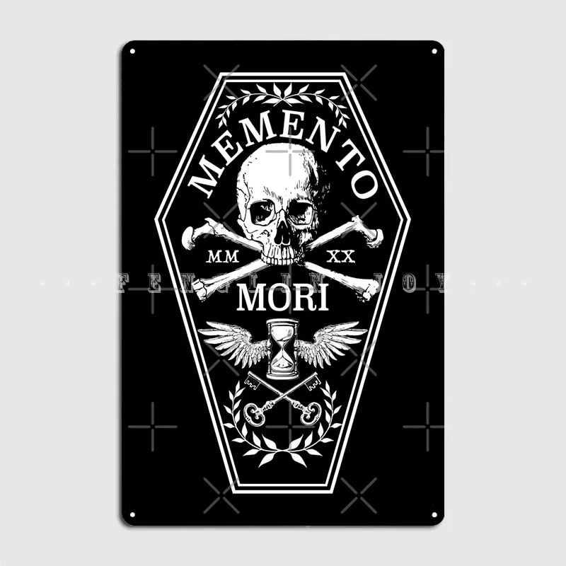 Memento Mori Poster Metal Plaque Wall Cave Garage Club Create Mural Painting Tin Sign Poster