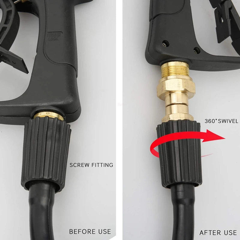 

Pressure Washer Swivel Joint, Kink Free Gun To Hose Fitting, Anti Twist Metric M22 14Mm Connection, 3000 Psi