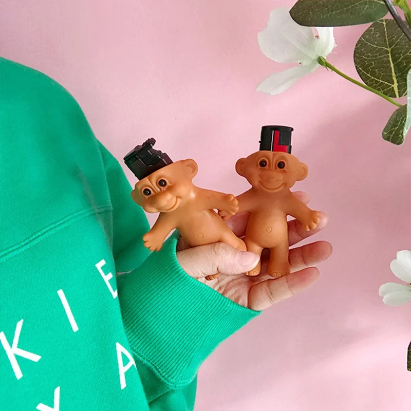 Пластиковая коробка милый Тролль кукла зажигалка держатель игрушки ПВХ