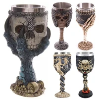 3d gothic stainless steel creative skull water cup dragon skeleton design for bar party home stein goblet mug halloween gifts