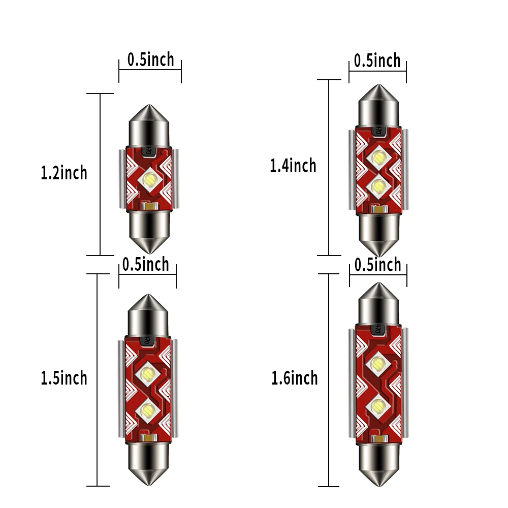 DXZ 2x 12V/24V Festoon 31mm 36mm 39mm 41mm Car LED Bulb 3535 chip Canbus C5W C10W NO ERROR Interior Light Dome Reading light | Автомобили