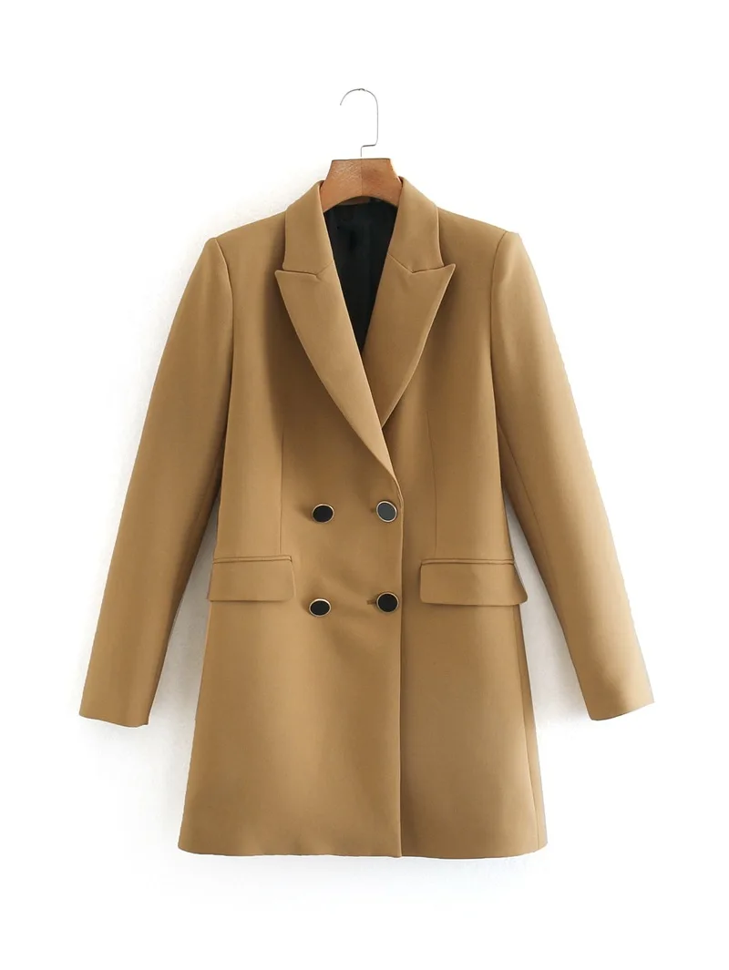 

DOUJILI Fashion 2021 Spring Blazer Women Double Breasted Oversized Suits Jacket Official Ladies Coat Loose Long Sleeve