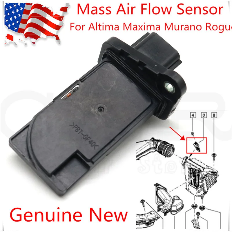 

Genuine New MAF Mass Air Flow Sensor AFH60M-47 22680-3VA0A for Nissan Altima Maxima Murano Rogue AFH60M47 226803VA0A 22680 3VA0A