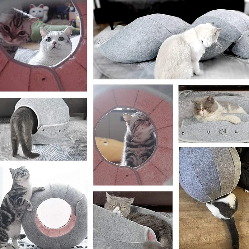 

HOOPET Cat Nest Winter Warm Closed Deep Sleep Bed for Cat Cushion Four Seasons General The Cat Tunnel DIY Cat House Pet Supplies
