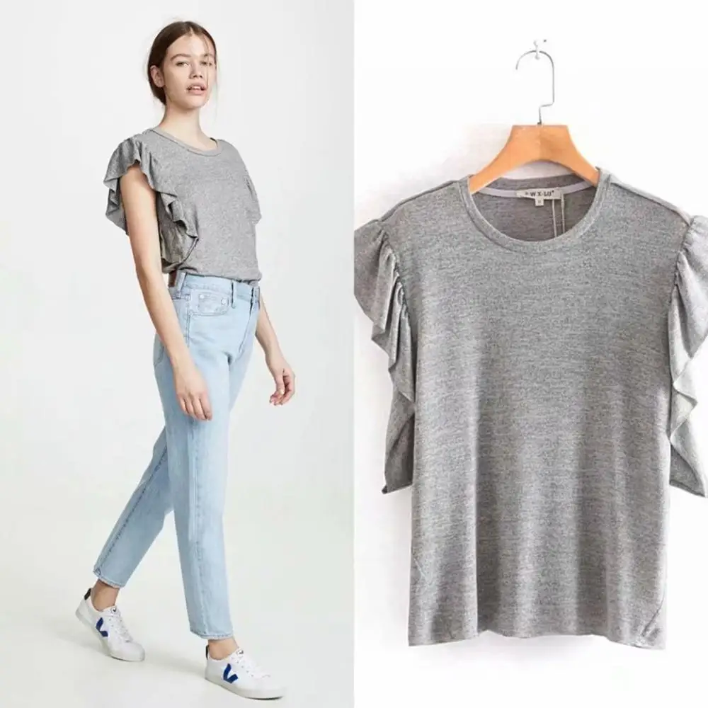 Женская футболка из модала и хлопка повседневный Свободный Топ с круглым вырезом