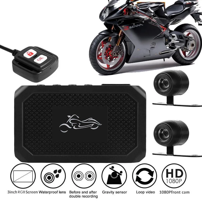 Видеорегистратор Dashcam для езды на мотоцикле HD 1080P Спортивная камера